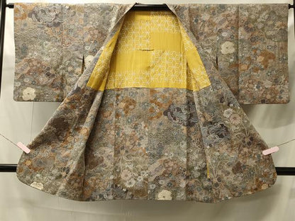 平和屋着物＃道行コート　お召地　天目織　草花文　正絹　逸品　CABJ5562in