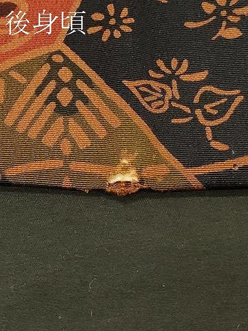 平和屋着物＃道行コート　型染め　切嵌流水花文　正絹　逸品　CABJ5564in