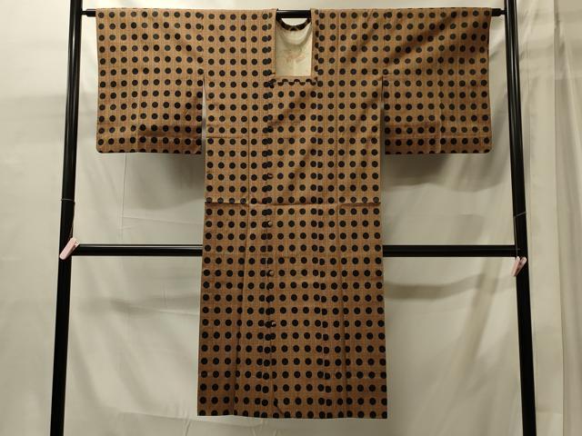 平和屋着物＃道行コート　雨コート　単衣　水玉　ロング丈　正絹　逸品　CABJ5567in