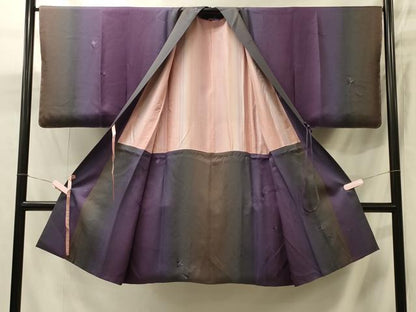 平和屋着物＃道中着　総刺繍　吹き寄せ文　暈し染め　ロング丈　正絹　逸品　未使用　CABJ5569in