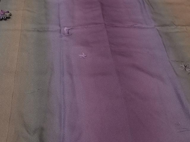 平和屋着物＃道中着　総刺繍　吹き寄せ文　暈し染め　ロング丈　正絹　逸品　未使用　CABJ5569in