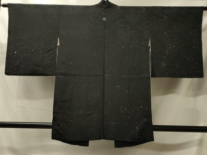 平和屋着物＃羽織　花菱地紋　黒地　金銀彩　正絹　逸品　CABJ5570in