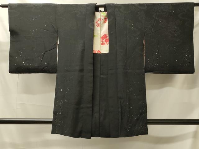 平和屋着物＃羽織　花菱地紋　黒地　金銀彩　正絹　逸品　CABJ5570in