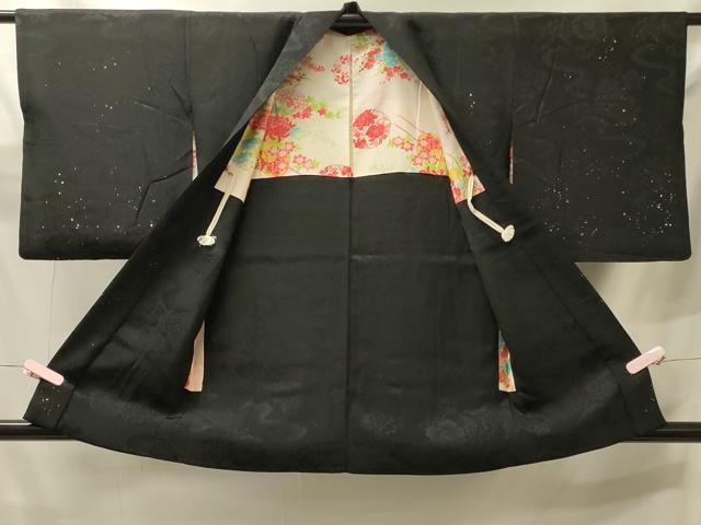 平和屋着物＃羽織　花菱地紋　黒地　金銀彩　正絹　逸品　CABJ5570in