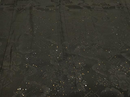 平和屋着物＃羽織　花菱地紋　黒地　金銀彩　正絹　逸品　CABJ5570in