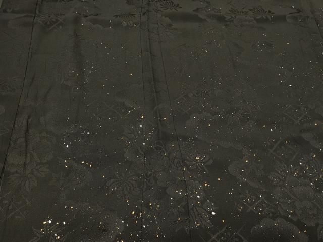 平和屋着物＃羽織　花菱地紋　黒地　金銀彩　正絹　逸品　CABJ5570in