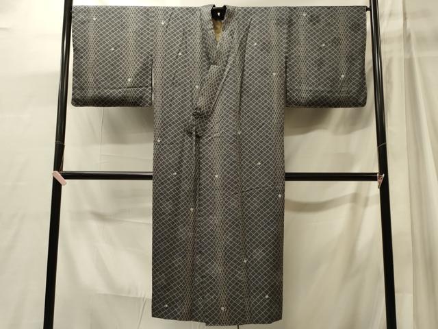 平和屋着物＃道中着　菱文　正絹　逸品　未使用　CABJ5583in
