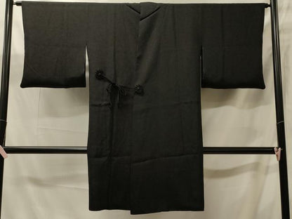 平和屋着物＃道中着　リバーシブル　花唐草地紋　暈し染め　黒地　ロング丈　正絹　逸品　CABJ5588in