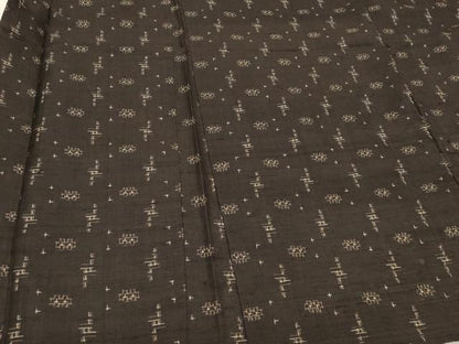 平和屋着物＃長羽織　紬地　幾何学文様　黒地　正絹　逸品　CABJ5591in