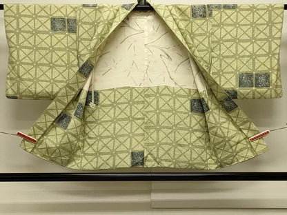 平和屋着物＃羽織　格子花文　正絹　逸品　CABJ5594in