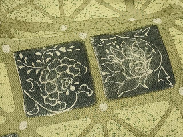 平和屋着物＃羽織　格子花文　正絹　逸品　CABJ5594in