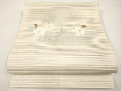 平和屋着物＊夏物　八寸名古屋帯　絽綴れ　草花文　正絹　逸品　CABJ5604tx