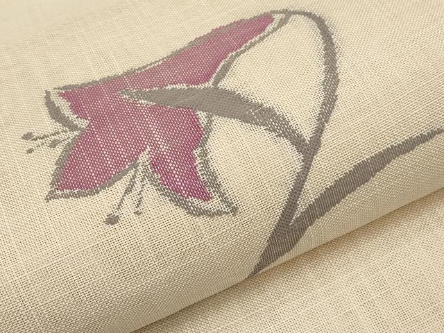 平和屋着物＊夏物　八寸名古屋帯　草花文　CABJ5606tx