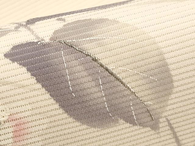平和屋着物＊夏物　九寸名古屋帯　手描き　刺繍　枝花文　銀糸　正絹　逸品　CABJ5611tx