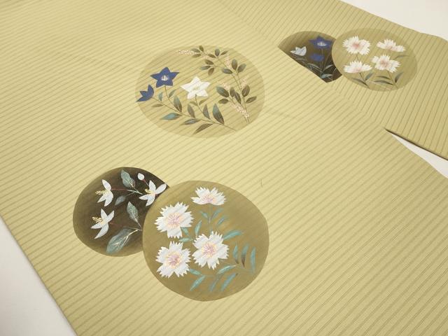 平和屋着物＊夏物　絽塩瀬　九寸名古屋帯　手描き　花丸文　金彩　正絹　逸品　CABJ5614tx