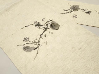 平和屋着物＊夏物　九寸名古屋帯　手描き　鬼灯　麻　逸品　CABJ5616tx