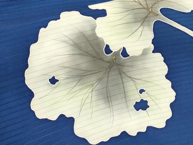 平和屋着物＊夏物　絽塩瀬　九寸名古屋帯　作家物　手描き　蓮　金糸　正絹　逸品　CABJ5621tx