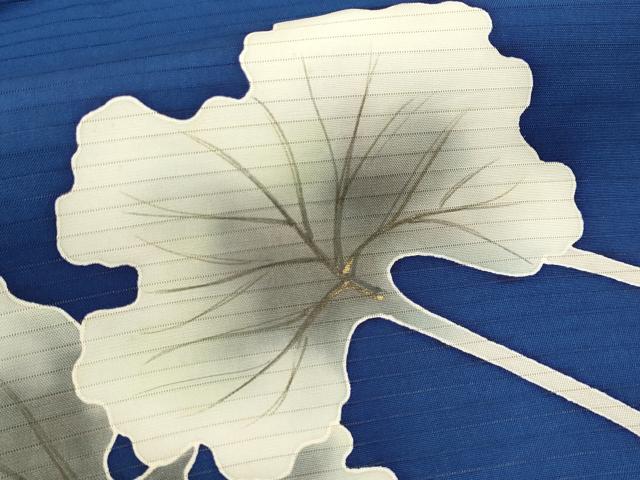 平和屋着物＊夏物　絽塩瀬　九寸名古屋帯　作家物　手描き　蓮　金糸　正絹　逸品　CABJ5621tx