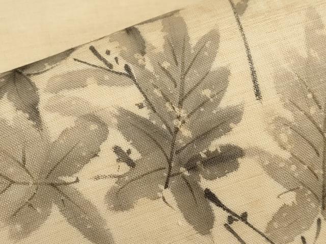 平和屋着物＊夏物　九寸名古屋帯　手描き　草花文　麻　逸品　CABJ5622tx
