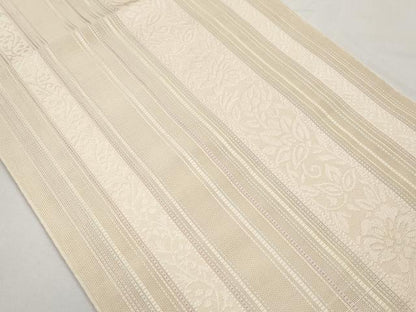 平和屋着物＊夏物　本場筑前博多織　八寸名古屋帯　枝花間道　正絹　逸品　CABJ5624tx