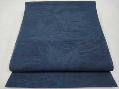 平和屋着物＊夏物　八寸名古屋帯　竜田川　紺青色　正絹　逸品　CABJ5629tx