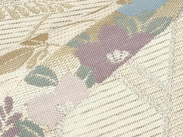 平和屋着物＊夏物　六通柄袋帯　流水籬枝花文　金銀糸　正絹　逸品　CABJ5639tx
