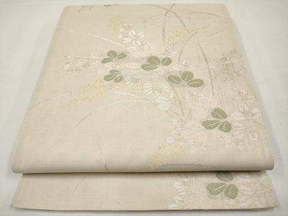 平和屋着物＊夏物　六通柄袋帯　萩文　銀糸　正絹　逸品　CABJ5641tx