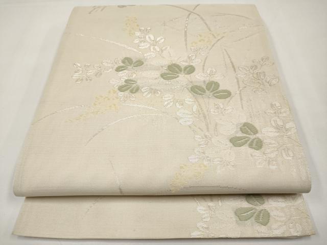 平和屋着物＊夏物　六通柄袋帯　萩文　銀糸　正絹　逸品　CABJ5641tx
