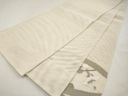 平和屋着物＊夏物　太鼓柄袋帯　絽綴れ　飛鶴枝梅文　金銀糸　正絹　逸品　CABJ5643tx