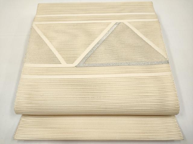 平和屋着物＊夏物　八寸名古屋帯　絽綴れ　抽象文　銀糸　正絹　逸品　CABJ5655tx