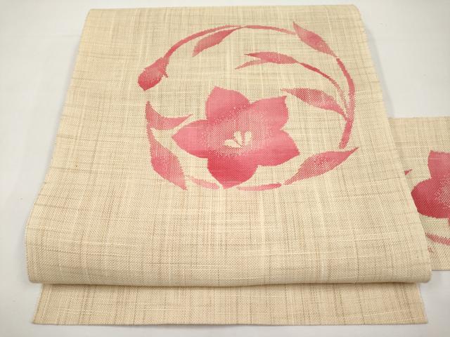 平和屋着物＊夏物　八寸名古屋帯　花丸文　正絹　逸品　CABJ5659tx