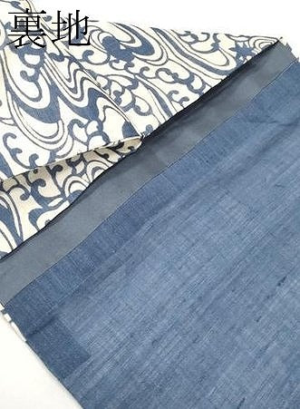 平和屋着物＊夏物　九寸名古屋帯　伊勢型染　作家物　立波舞葉文　麻　逸品　CABJ5663tx