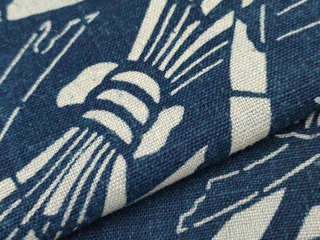 平和屋着物●九寸名古屋帯　藍　型染め　飛鶴文　綿　逸品　CABJ5665tx
