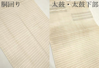 平和屋着物＊夏物　八寸名古屋帯　絽綴れ　色紙横段文　金銀糸　正絹　逸品　CABJ5671tx