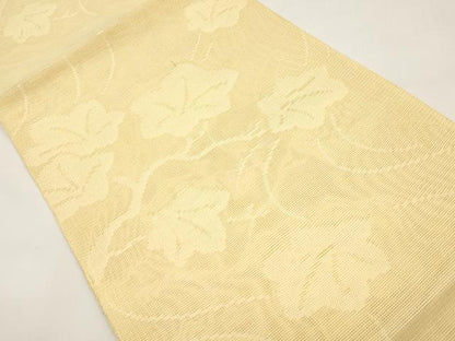平和屋着物＊夏物　八寸名古屋帯　枝楓文　蜂蜜色　正絹　逸品　未使用　CABJ5672tx