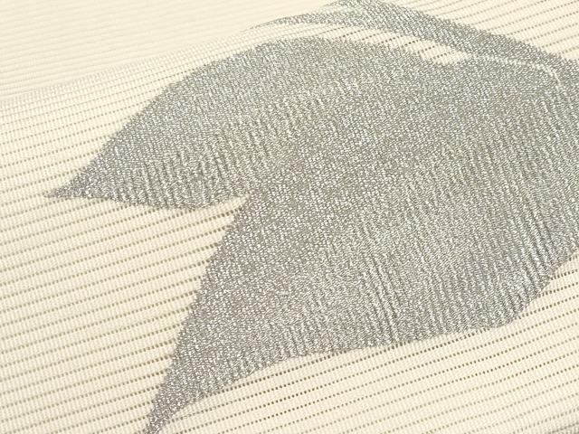 平和屋着物＊夏物　八寸名古屋帯　絽綴れ　枝花文　銀糸　正絹　逸品　CABJ5673tx