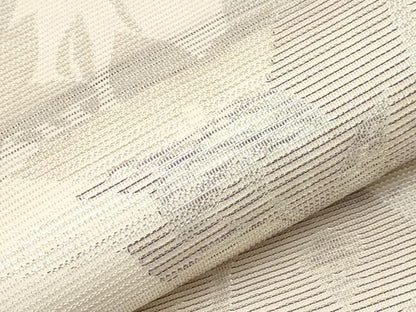 平和屋着物＊夏物　六通柄袋帯　色紙重ね草花文　銀糸　正絹　逸品　CABJ5676tx