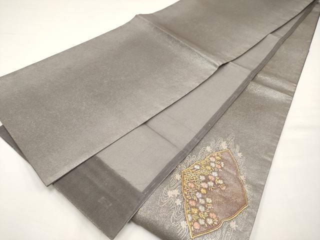 平和屋着物＊夏物　太鼓柄袋帯　蘇州刺繍　草花文　金銀彩　三越扱い　正絹　逸品　CABJ5680tx