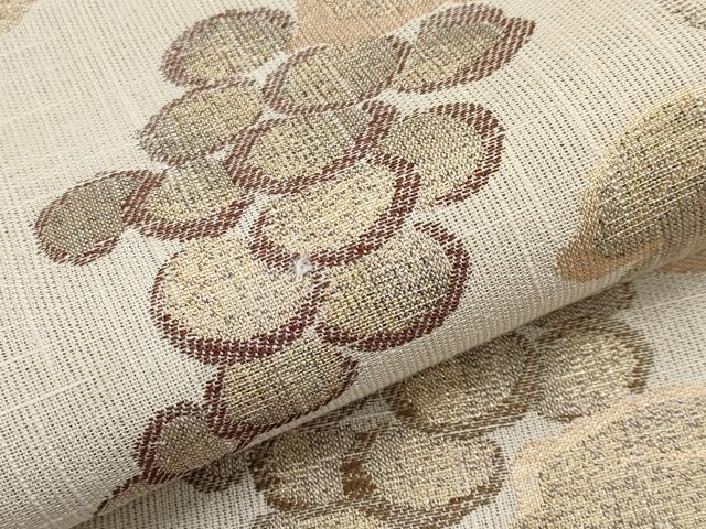平和屋着物▽六通柄袋帯　スリーシーズン　春夏秋　葡萄蔦の葉文　金糸　正絹　逸品　CABJ5688tx