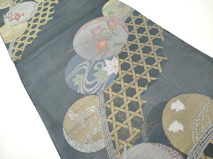 平和屋着物＊夏物　六通柄袋帯　籬花丸文　金銀糸　やまと誂製　正絹　逸品　CABJ5691tx