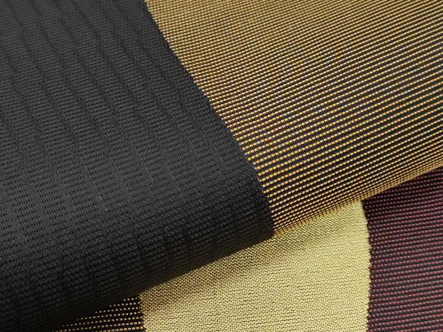 平和屋着物▽六通柄袋帯　スリーシーズン　春夏秋　抽象文　黒地　金糸　正絹　逸品　CABJ5694tx