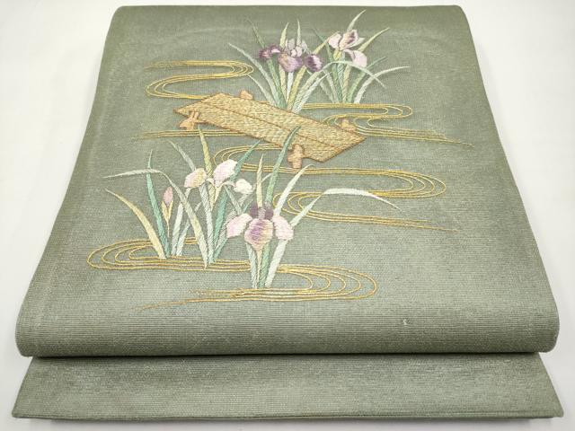 平和屋着物＊夏物　太鼓柄袋帯　総刺繍　駒刺繍　八ツ橋　金糸　正絹　逸品　CABJ5695tx
