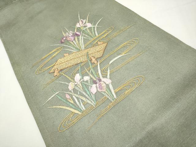 平和屋着物＊夏物　太鼓柄袋帯　総刺繍　駒刺繍　八ツ橋　金糸　正絹　逸品　CABJ5695tx