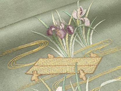 平和屋着物＊夏物　太鼓柄袋帯　総刺繍　駒刺繍　八ツ橋　金糸　正絹　逸品　CABJ5695tx