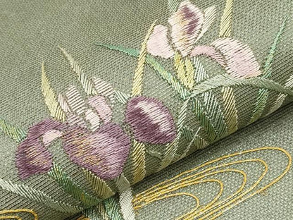 平和屋着物＊夏物　太鼓柄袋帯　総刺繍　駒刺繍　八ツ橋　金糸　正絹　逸品　CABJ5695tx