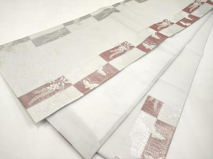 平和屋着物＊夏物　六通柄　京袋帯　花蝶文　銀糸　正絹　逸品　CABJ5701tx