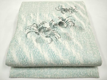 平和屋着物＊夏物　九寸開き名古屋帯　手描き　カニ　蟹　正絹　逸品　CABJ5702tx