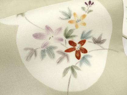 平和屋着物＊夏物　九寸名古屋帯　手描き　刺繍　花丸文　正絹　逸品　CABJ5711tx