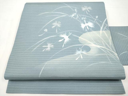 平和屋着物＊夏物　絽塩瀬　九寸名古屋帯　ろうけつ染　サギソウ　正絹　逸品　CABJ5713tx