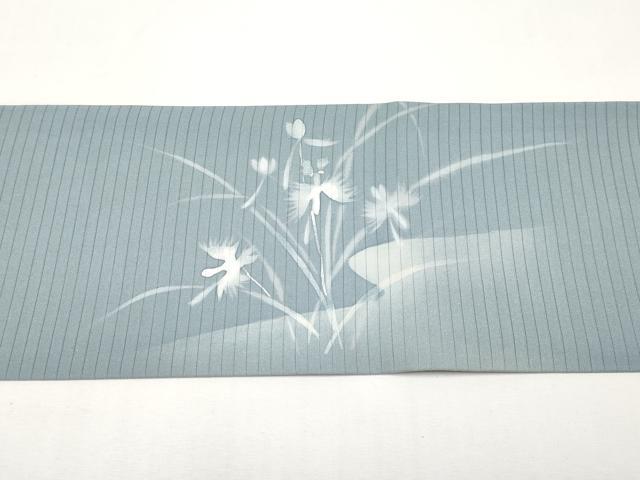 平和屋着物＊夏物　絽塩瀬　九寸名古屋帯　ろうけつ染　サギソウ　正絹　逸品　CABJ5713tx